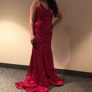 Prom Dress Sweep Train V-neck Sleeveless